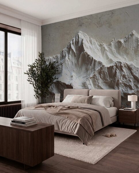 Tapet Munți în relief în tonuri deschise cu textură, Fototapet Natură, w04396 : Uwalls.ro