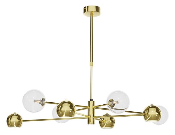 Lustră pe tijă Jupiter 1970 MOKA 4xGU10/10W/230V + 4xG9/10W/230V auriu/transparent