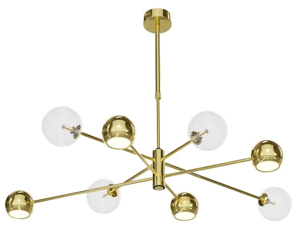 Lustră pe tijă Jupiter 1970 MOKA 4xGU10/10W/230V + 4xG9/10W/230V auriu/transparent