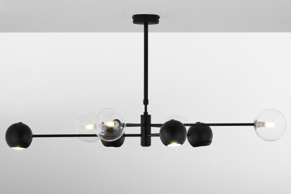 Lustră pe tijă Jupiter 1996 MOKA 4xGU10/10W/230V + 4xG9/10W/230V negru/transparent