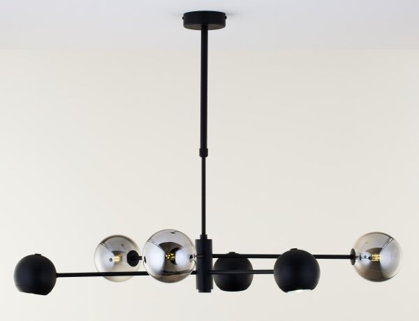 Lustră pe tijă Jupiter 1974 MOKA 3xGU10/10W/230V + 3xG9/10W/230V negru/crom