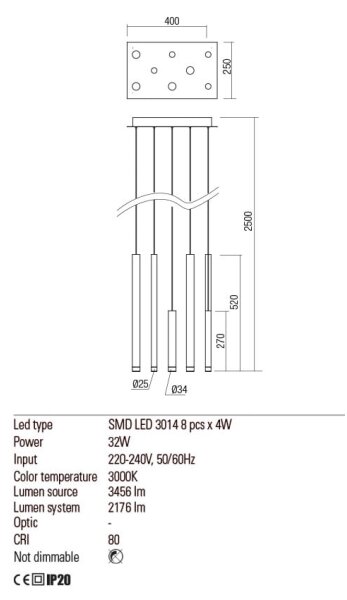 Lustră LED pe cablu MADISON Redo 01-2047 8xLED/4W/230V cupru