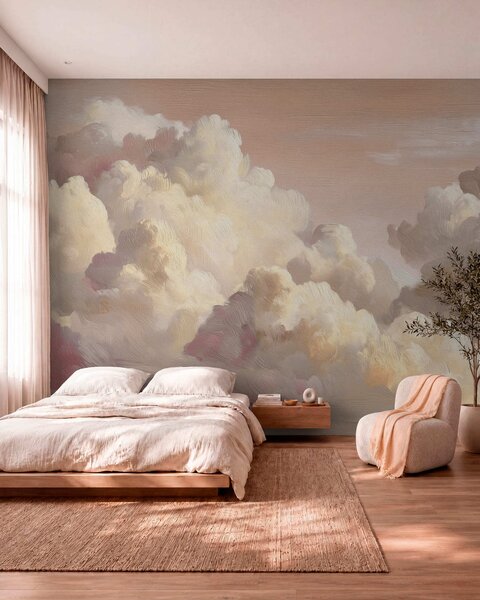 Tapet Nori în lumina caldă roz pastel, Fototapet Cer, w04550v1 : Uwalls.ro
