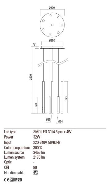Lustră LED pe cablu MADISON Redo 01-2052 8xLED/4W/230V negru