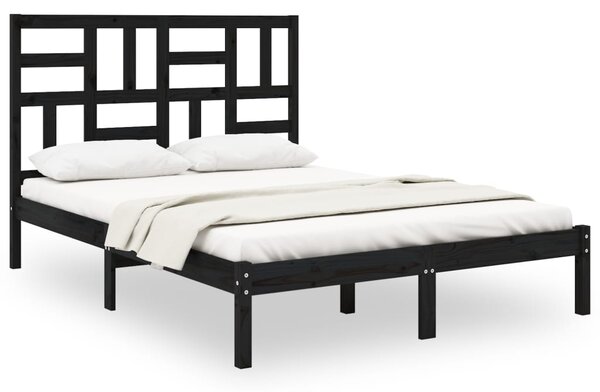 Cadru de pat, negru, 120x200 cm, lemn masiv