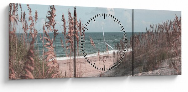 Tablou - Plaja roz (cu ceas) (90x30 cm)
