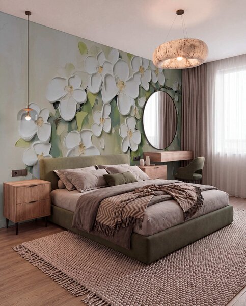 Tapet O ramură cu flori, Fototapet 3D, Fototapet 3D Flori, w04978 : Uwalls.ro