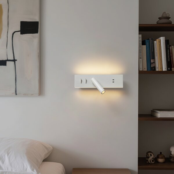 Lampă de perete modernă albă reglabilă cu USB-C incl. LED - Modric