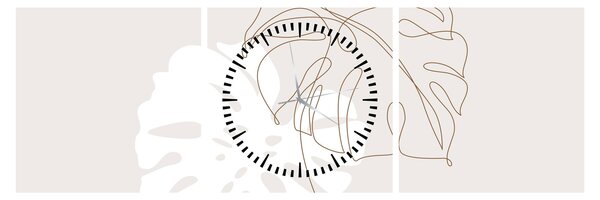 Tablou - Linia de artă monstera N⁰2 (cu ceas) (90x30 cm)