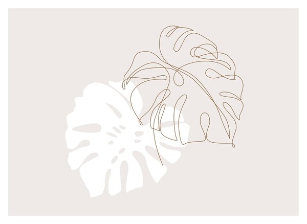 Tablou pe sticlă - Linia de artă monstera N⁰2 (70x50 cm)