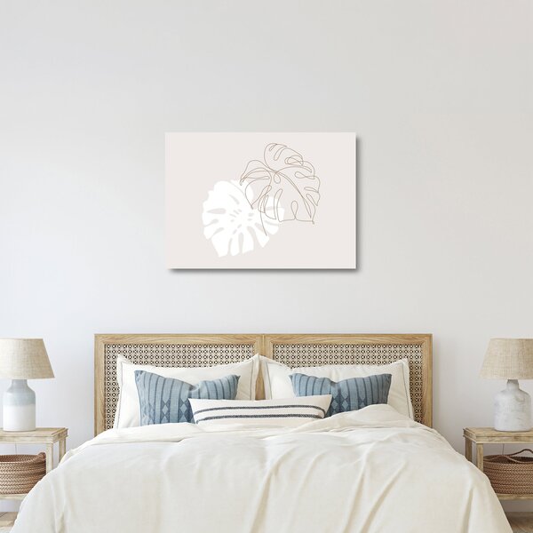 Tablou pe sticlă - Linia de artă monstera N⁰2 (70x50 cm)