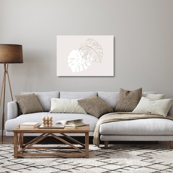 Tablou pe sticlă - Linia de artă monstera N⁰2 (70x50 cm)