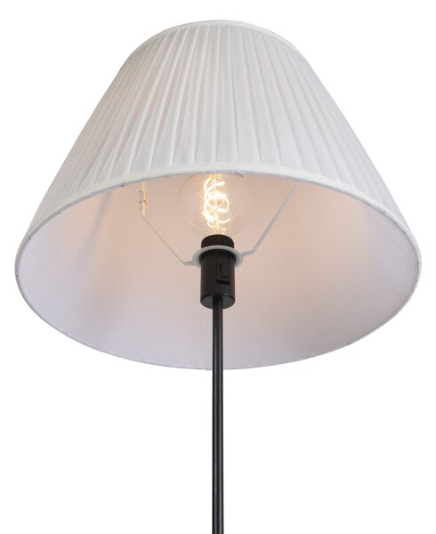 Lampă de podea neagră cu abajur plisat crem 45 cm reglabil - Parte