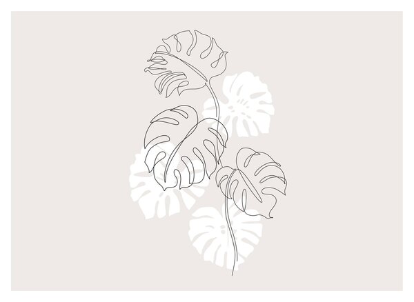 Tablou pe sticlă - Linia de artă monstera N⁰3 (70x50 cm)