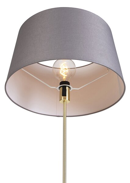 Lampă de podea auriu/alamă cu abajur din in gri 45 cm - Parte