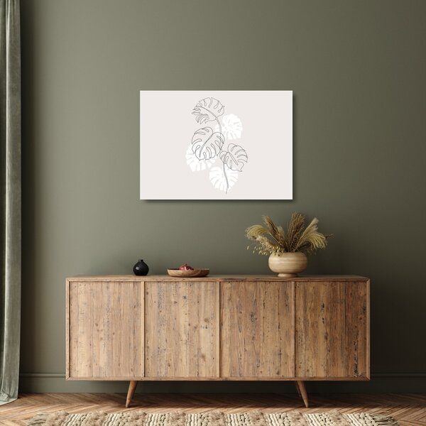 Tablou pe sticlă - Linia de artă monstera N⁰3 (70x50 cm)