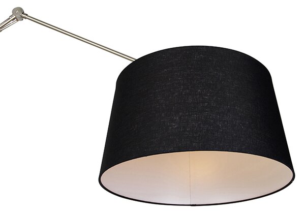Lampa de podea moderna din otel cu abajur din in negru 45 cm - Editor