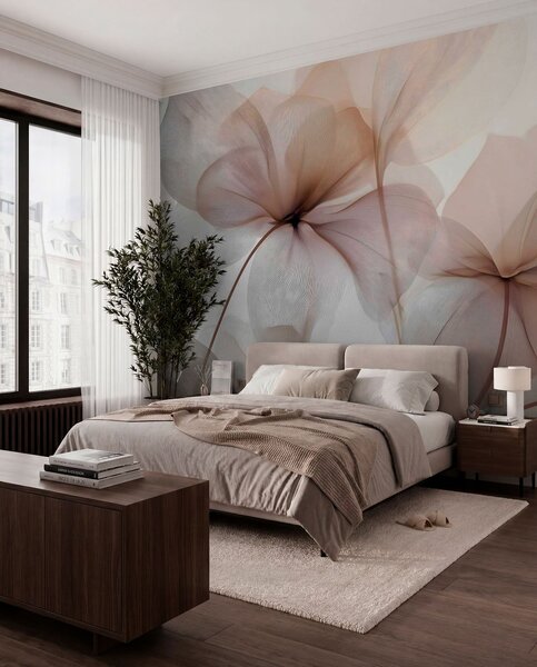 Tapet flori semi-transparente cu nervuri, Fototapet Flori, w05070 : Uwalls.ro