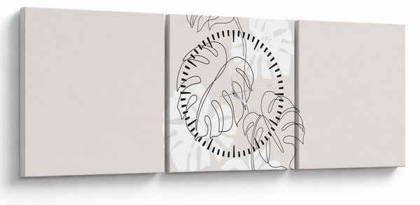 Tablou - Linia de artă monstera N⁰3 (cu ceas) (90x30 cm)
