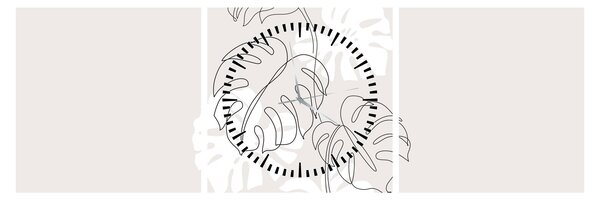 Tablou - Linia de artă monstera N⁰3 (cu ceas) (90x30 cm)