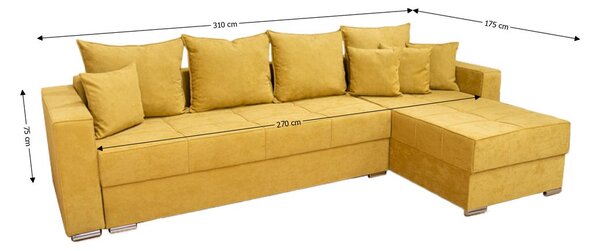 Colțar Extensibil Claudia Mare XXL Bonell Galben - Lemon 43, Interschimbabil