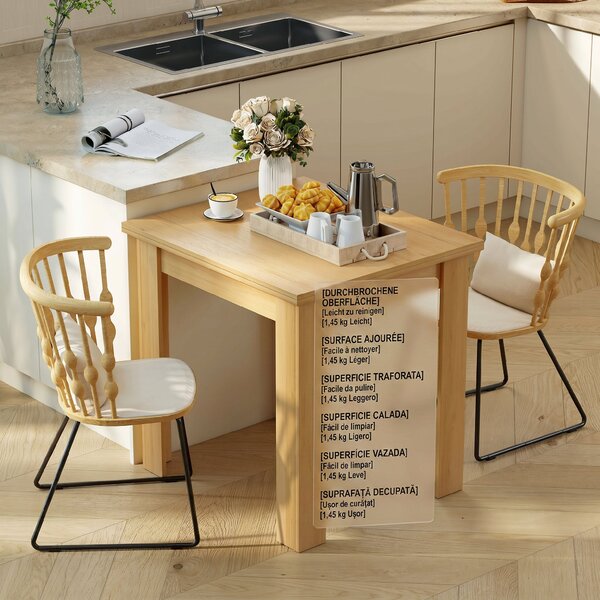 HOMCOM Masă de Sufragerie Extensibilă pentru 4-6 Persoane Design Rabatabil, 70-140cm Masă Extensibilă Rectangulară Salvaspațiu cu Picioare Antiderapante, pentru Sala de Mese Living, Culoare Efect de Lemn | Aosom Romania