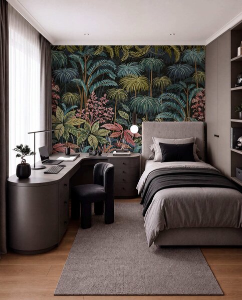 Tapet Frunziș tropical dens, cu frunze mari, Fototapet Natură, w05116 : Uwalls.ro