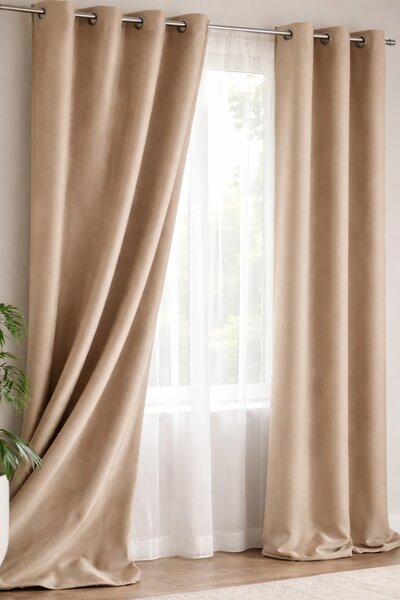 Draperie catifea cappucino 140 x 260 cm Velunia Home – CONFTEX PUCIOASA – CONFTEX PUCIOASA