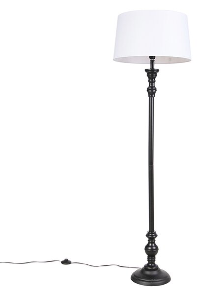 Lampă de podea neagră cu abajur in alb 45cm - Classico