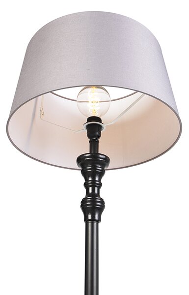 Lampă de podea neagră cu abajur din in gri 45 cm - Classico