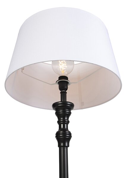 Lampă de podea neagră cu abajur din in alb 45cm - Classico