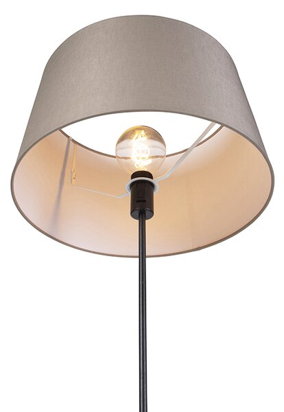 Lampă de podea neagră cu abajur din in taupe 45 cm reglabil - Parte