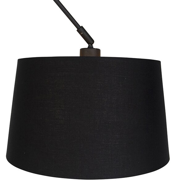 Lampă suspendată neagră cu abajur din bumbac negru și auriu 35 cm - Blitz