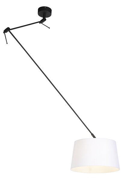 Lampă suspendată cu abajur de in alb 35 cm - Blitz I negru