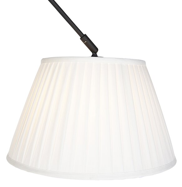 Lampă suspendată neagră cu abajur plisat 35 cm crem - Blitz