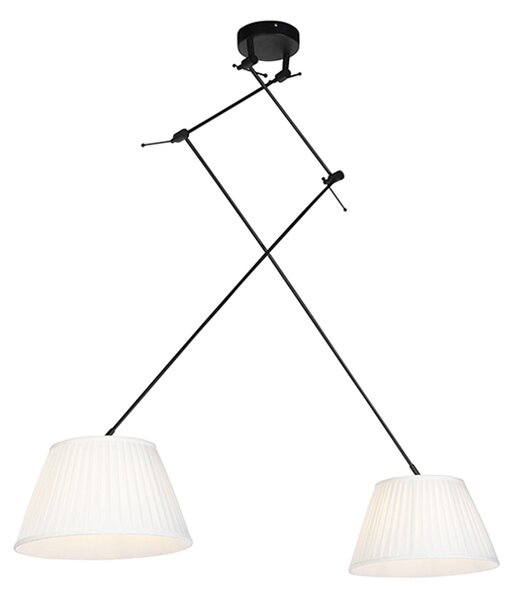 Lampă suspendată cu nuanțe plisate cremă 35 cm - negru Blitz II