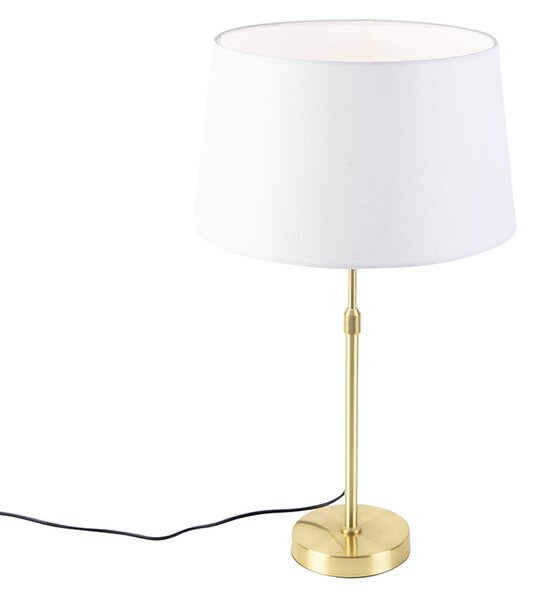 Lampă de masă auriu / alamă cu abajur de in alb 35 cm - Parte
