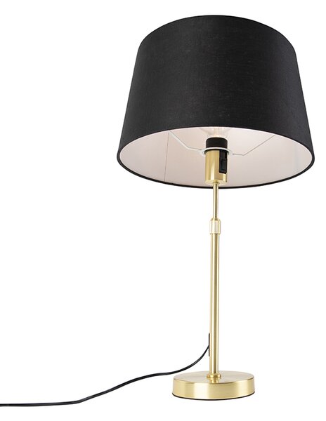 Lampă de masă auriu/alamă cu abajur din in negru 35 cm - Parte