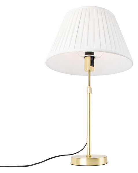 Lampă de masă aurie/alamă cu abajur plisat crem 35 cm - Parte