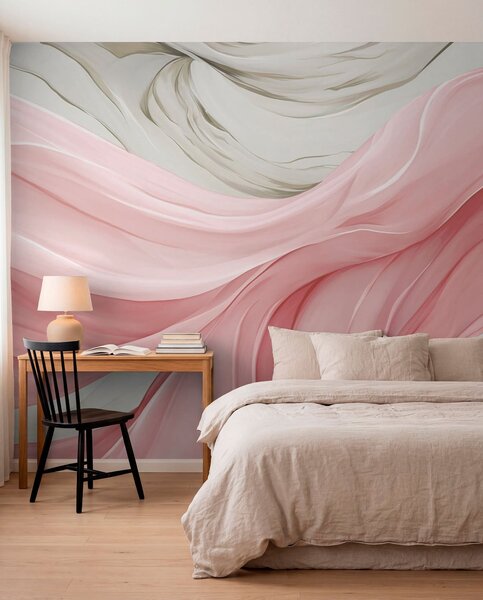 Tapet Valuri de țesătură roz care curg, Fototapet Abstract, w05152v2 : Uwalls.ro