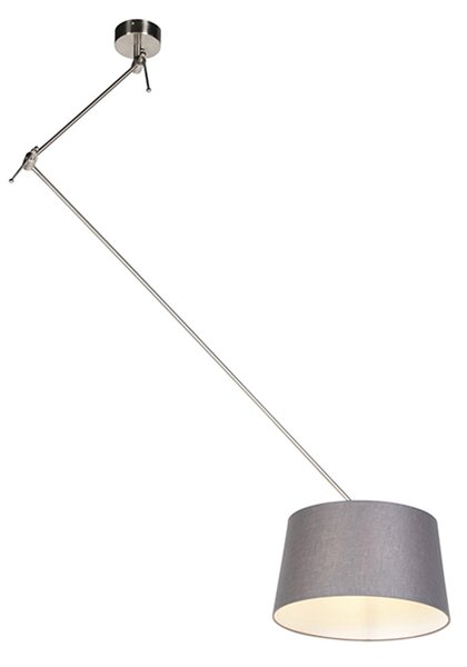 Lampă suspendată cu abajur de in gri închis 35 cm - oțel Blitz I