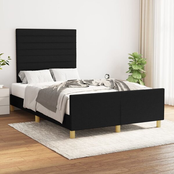 Cadru de pat cu tăblie, negru, 120x200 cm, textil