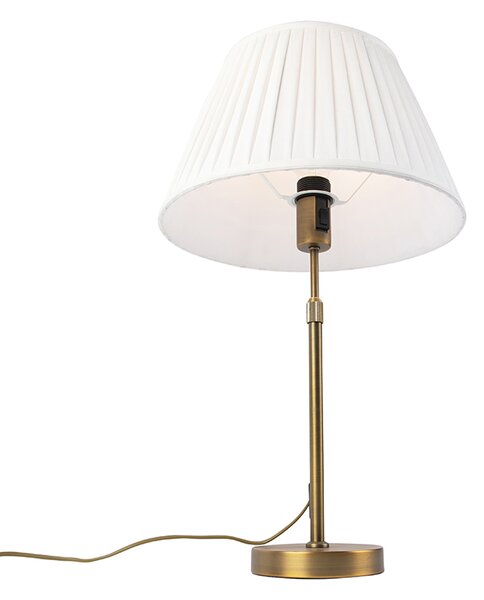 Lampă de masă din bronz cu abajur plisat alb 35cm - Parte