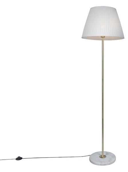 Lampă de podea retro alamă cu umbră plisată cremă 45 cm - Kaso