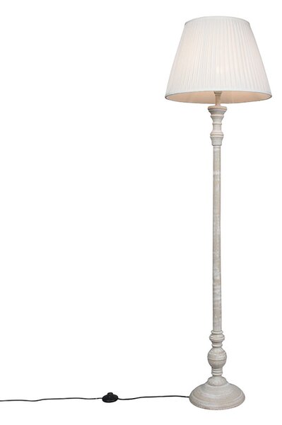 Lampă de podea țară gri cu nuanță plisse albă - Classico