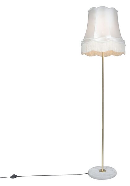 Lampă de podea retro din alamă cu umbră Granny cremă 45 cm - Kaso