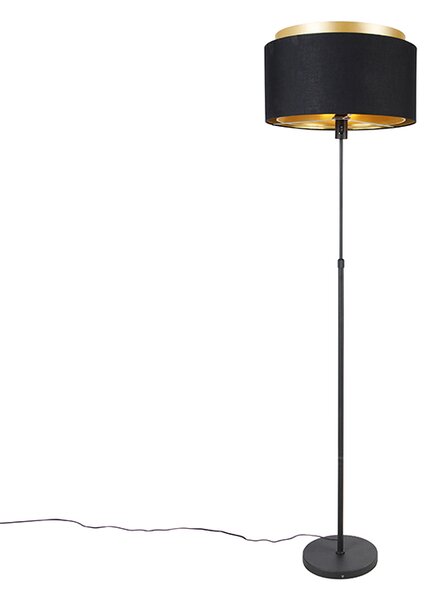 Lampa de podea moderna neagra cu abajur dublu auriu - Parte