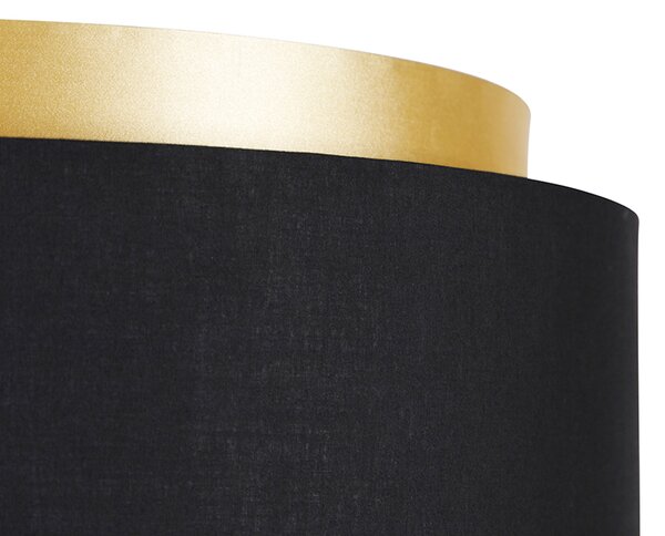 Lampa de podea moderna neagra cu abajur negru cu auriu - Simplo