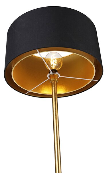 Lampa de podea moderna aurie cu abajur negru cu auriu - Simplo