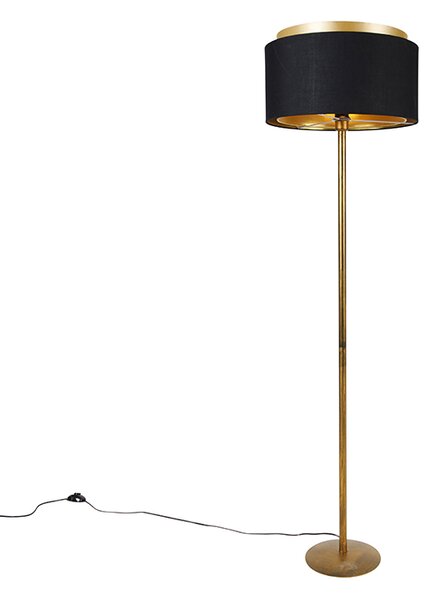 Lampă de podea modernă aurie cu umbră neagră cu auriu - Simplo